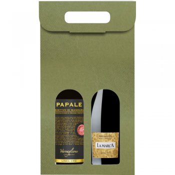 Cutie cadou vin 2 sticle - Verde - set 30 bucăţi